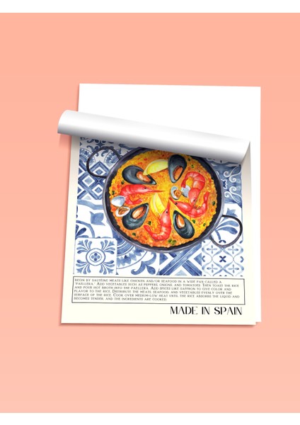 Çerçevesiz Poster, Paella Tabağı, Mutfak Dekoru, Mavi Seramik Stil Poster No: 106688 fiyatları