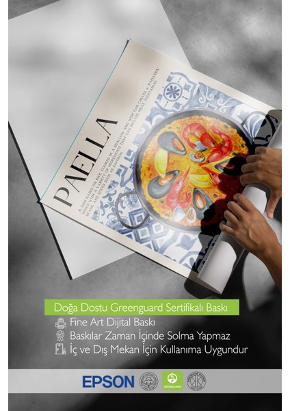 Çerçevesiz Poster, Paella Tabağı, Mutfak Dekoru, Mavi Seramik Stil Poster No: 106688 indirimleri