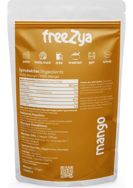 Freeze Dried Dondurularak Kurutulmuş Mango - 20 gr fiyatları
