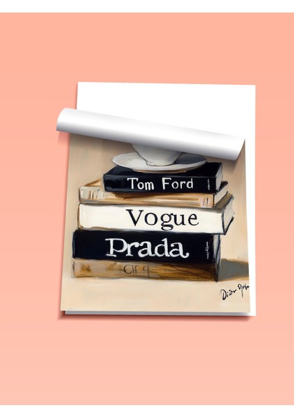 Çerçevesiz Poster, Kahve ve Kitaplar, Vogue & Prada Detaylı, Akrilik Boya Poster No: 106132 fiyatları