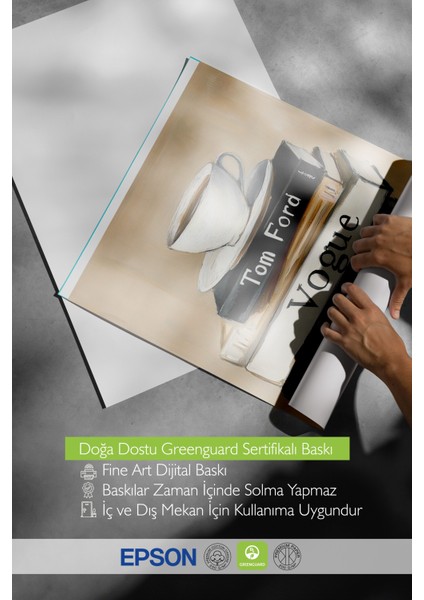 Çerçevesiz Poster, Kahve ve Kitaplar, Vogue & Prada Detaylı, Akrilik Boya Poster No: 106132 indirimleri