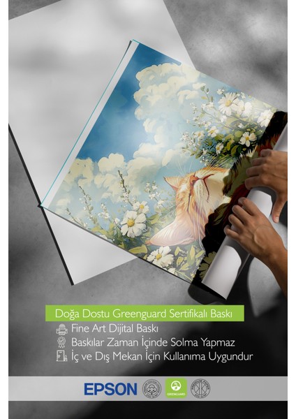 Çerçevesiz Poster, Papatyalar Arasında Yatan Kedi, Bahar Havası Poster No: 107346 indirimleri