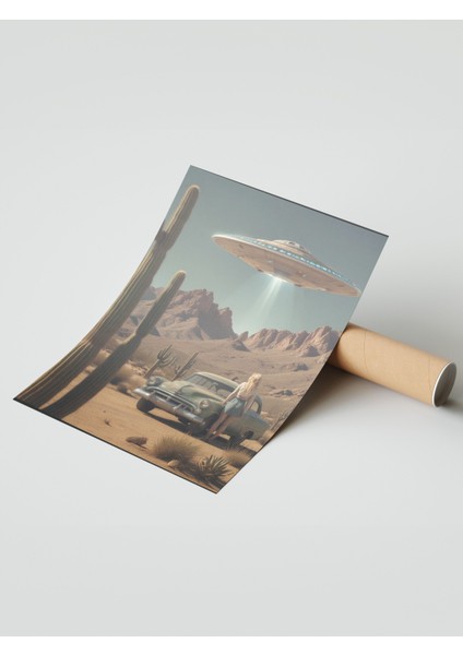 Çerçevesiz Poster, Onlar Geliyor – Kollarını Açmış Kadın ve Ufo Filosuyla Teması Poster No: 107492 modelleri