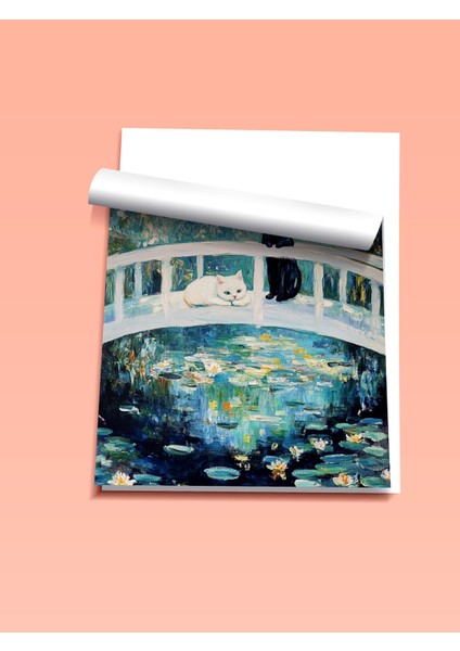 Çerçevesiz Poster, Kedi ve Monet Tarzı Köprü, Empresyonist Stil Poster No: 107413 fiyatları