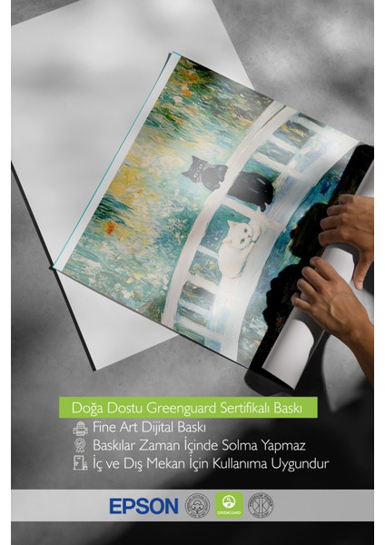 Çerçevesiz Poster, Kedi ve Monet Tarzı Köprü, Empresyonist Stil Poster No: 107413 indirimleri