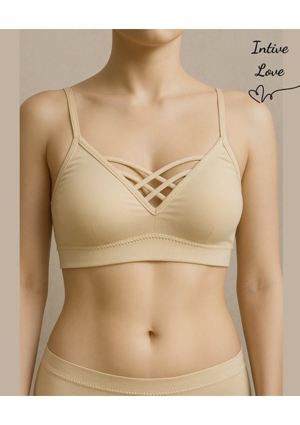Günlük Kullanım Önü Bağlama Detaylı Padli Yumuşak Dikişsiz Ince Askılı Rahat Bralet