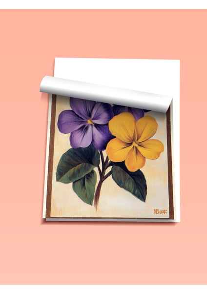 Çerçevesiz Poster, Mor Sarı Menekşe, Retro Bitki Tasarımı Poster No: 107420 fiyatları