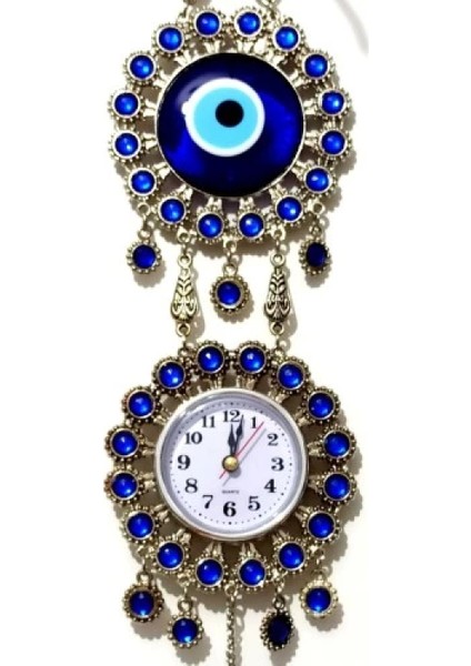 Nikel Zamak Kaplamalı Nazar Boncuklu Gümüş Rengi Mini Duvar Saati fiyatları