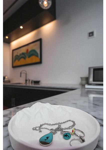 Dağ Figürü Takı Organizer Tabağı, Sunumluk, Mumluk, Anahtarlık %100 Taş Tozu (18X18CM) fiyatları