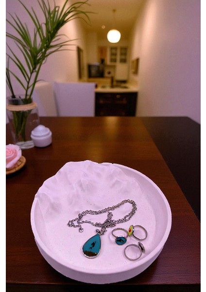 Dağ Figürü Takı Organizer Tabağı, Sunumluk, Mumluk, Anahtarlık %100 Taş Tozu (18X18CM) modelleri
