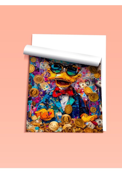 Çerçevesiz Poster, Zengin Ördek, Altın ve Kripto Detaylı, Dijital Graffiti Poster No: 106449 fiyatları