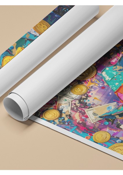 Çerçevesiz Poster, Zengin Ördek, Altın ve Kripto Detaylı, Dijital Graffiti Poster No: 106449 fırsatları