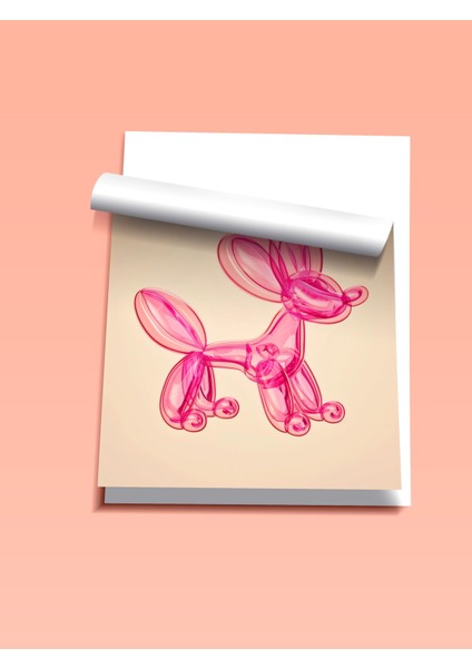 Çerçevesiz Poster, Balon Köpek Heykeli, Gölge Efektli, 3D Minimal Poster No: 106456 fiyatları