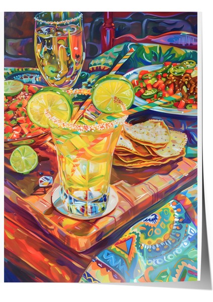 Çerçevesiz Poster, Kokteyl Bardağı, Limonlu Içecek, Canlı Masa Detayı Poster No: 106666