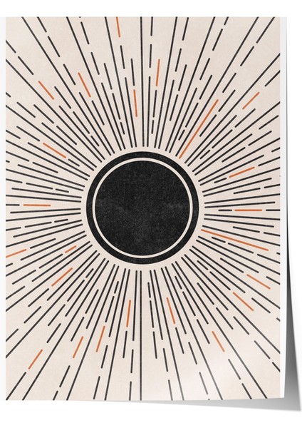 Çerçevesiz Poster, Siyah Güneş Işınları, Soyut Geometrik Stil Poster No: 107727