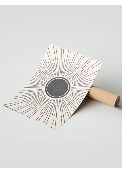 Çerçevesiz Poster, Siyah Güneş Işınları, Soyut Geometrik Stil Poster No: 107727 modelleri