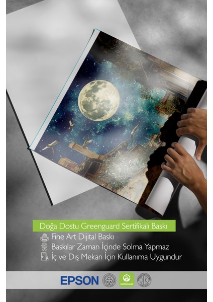 Çerçevesiz Poster, Ay Işığı ve Eski Evler, Gece Kompozisyonu Poster No: 107329 indirimleri