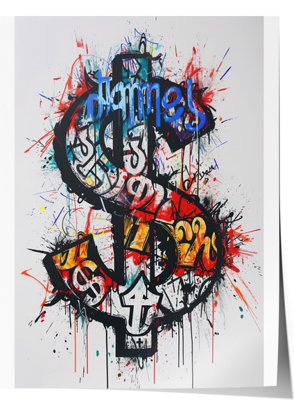 Çerçevesiz Poster, Graffiti Stil Çapa, Tipografik Slogan ile Poster No: 107556