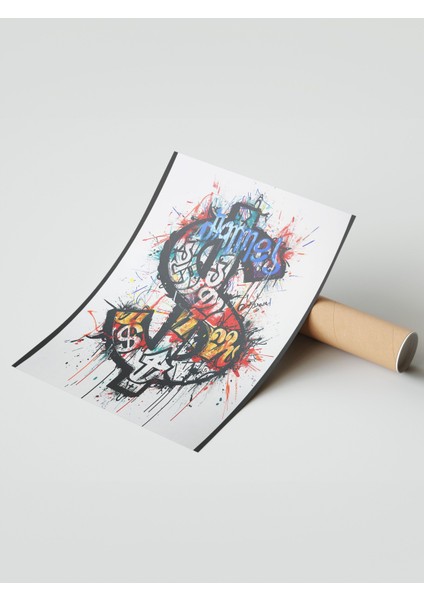 Çerçevesiz Poster, Graffiti Stil Çapa, Tipografik Slogan ile Poster No: 107556 modelleri