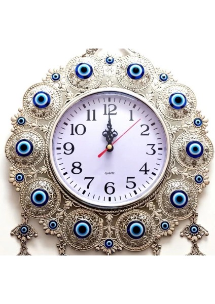 Nazar Boncuklu Gümüş Kaplama Solmaz Kararmaz Duvar Saati fiyatları