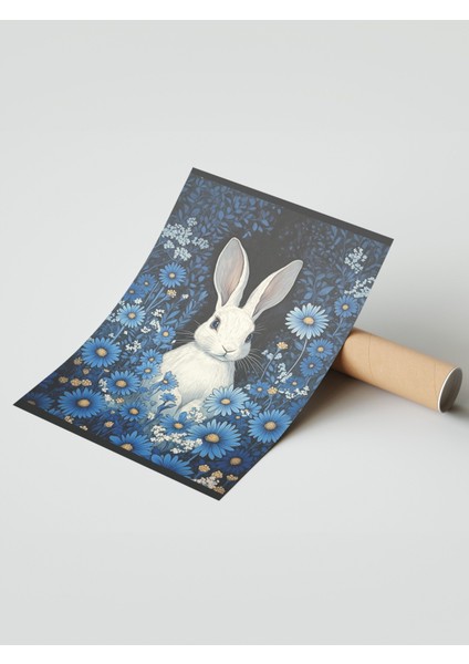 Çerçevesiz Poster, Tavşan, Papatyalar Arasında, Masalsı Stil Poster No: 107349 modelleri