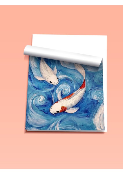 Çerçevesiz Poster, Koi Balıkları, Mavi Dalgalar, Japon Stil Poster No: 107335 fiyatları