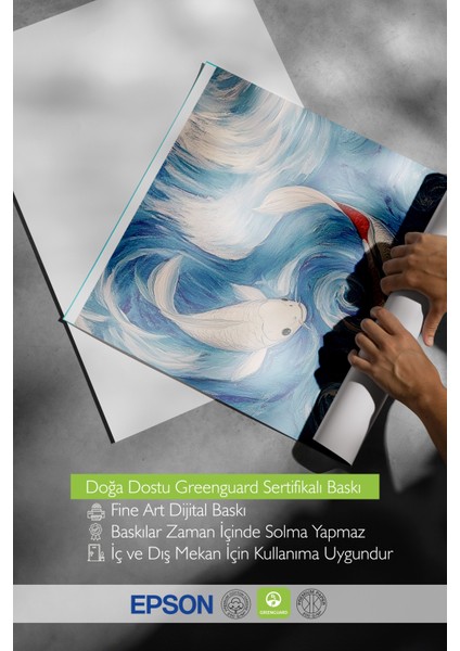 Çerçevesiz Poster, Koi Balıkları, Mavi Dalgalar, Japon Stil Poster No: 107335 indirimleri