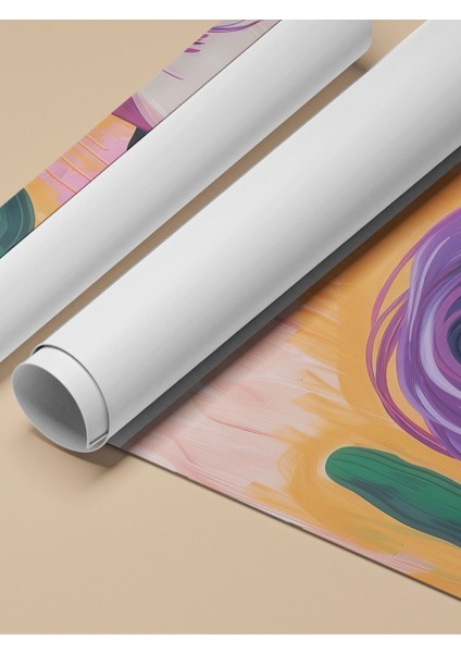 Çerçevesiz Poster, Kadın Portresi, Mor Saçlar ve Zikzak Yüz, Soyut Stil Poster No: 106586 fırsatları