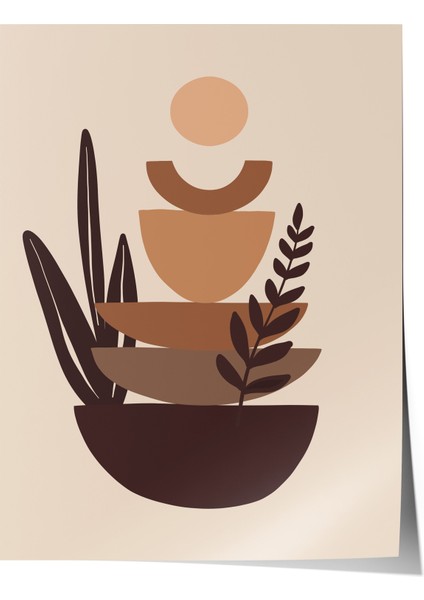 Çerçevesiz Poster, Soyut Vazo ve Taşlar, Denge ve Estetik Tasarım Poster No: 107944