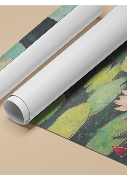 Çerçevesiz Poster, Nilüfer Yaprağında Oturan Kedi, Yansımalı Su Poster No: 107358 fırsatları