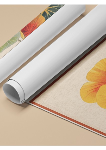 Çerçevesiz Poster, Turuncu Menekşe, Vintage Çiçek Illüstrasyonu Poster No: 107419 fırsatları