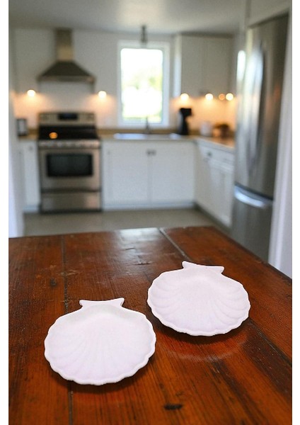 2'li Dekoratif Istiridye Takı Tabağı, Aksesuarlık, Mumluk %100 Taş Tozu 10X10CM