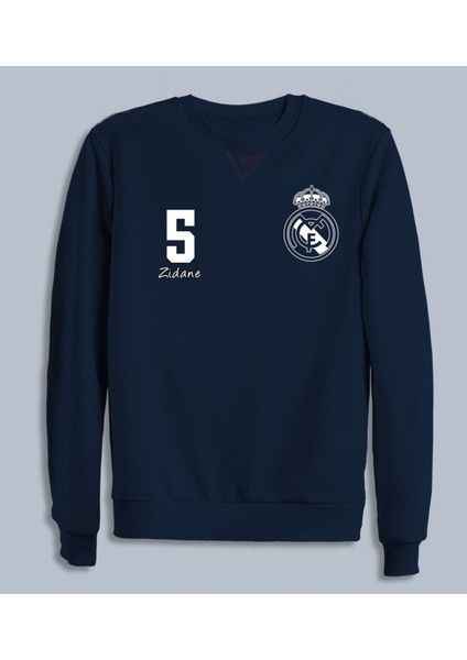 Efsaneler Serisi Zidane Real Madrid 5 Bisiklet Yaka Lacivert Sweatshirt