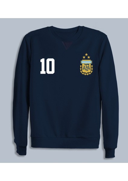 Arjantin Siyah 3 Yıldız Bisiklet Yaka Sweatshirt