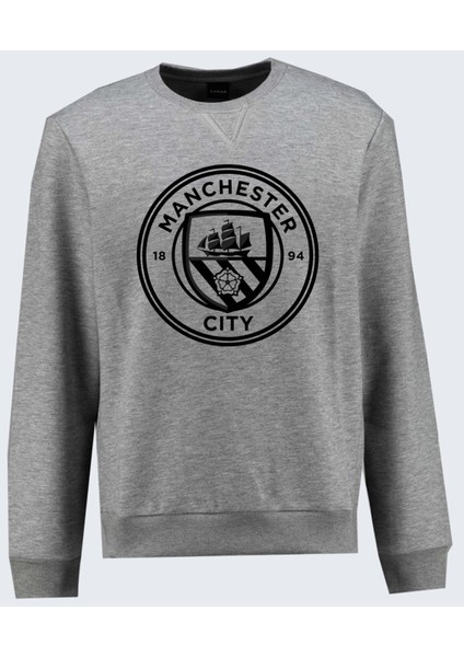 Mancester City Baskılı Bisiklet Yaka Grimelanj Sweatshirt