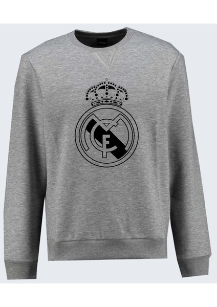 Real Madrid Baskılı Bisiklet Yaka Grimelanj Sweatshirt