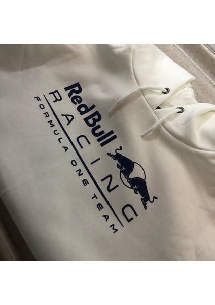 Unisex Ekru Red Bull Formula1 Pamuklu Kapüşonlu Sweatshirt fırsatları