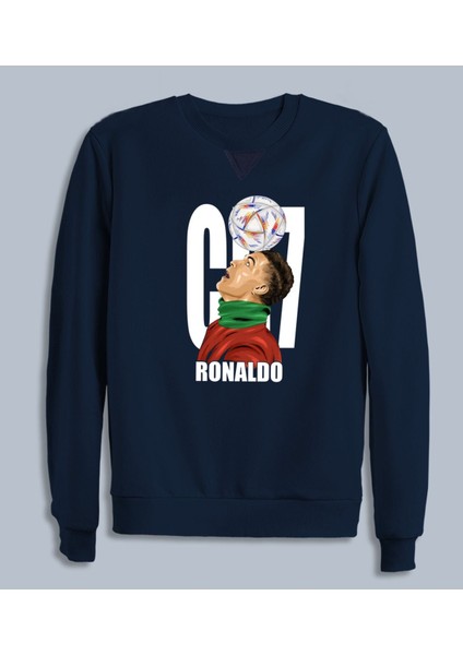 C.ronaldo Baskılı Erkek Bisiklet Yaka Sweatshirt