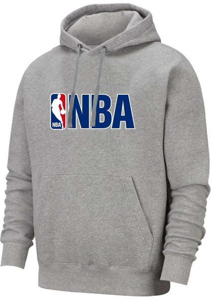 Unisex Basket Gri Grimelanj Pamuklu Kapüşonlu Sweatshirt