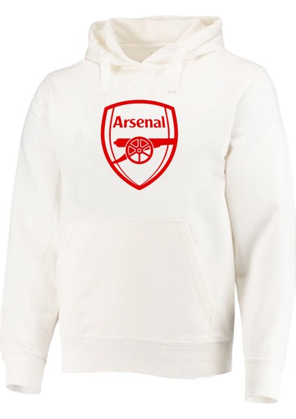 Arsenal Logo Baskılı Pamuklu 3 Iplik Kapüşonlu Sweatshirt