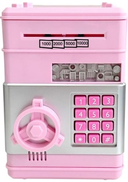 Şifreli Otomatik Kağıt Para Alan Atm Pembe Kumbara