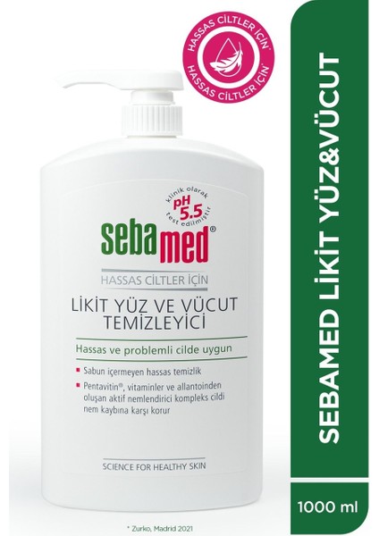 Sebamed Hassas Ciltler Için Pentavitin Içerikli Nemlendirici Etkili Yüz ve Vücut Temizleme Jeli 1000 ml fiyatları