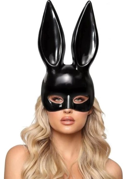 Siyah Renk Ekstra Lüks Uzun Kulaklı Tavşan Maskesi