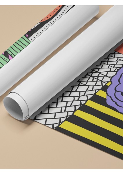 Çerçevesiz Poster, Kadın Portresi, Kaktüsler ve Geometri, Dijital Pop Art Poster No: 106585 fırsatları