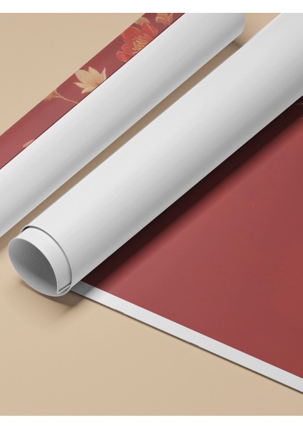 Çerçevesiz Poster, Kuş ve Çiçek Deseni, Kırmızı Arka Plan, Minimal Stil Poster No: 107514 fırsatları