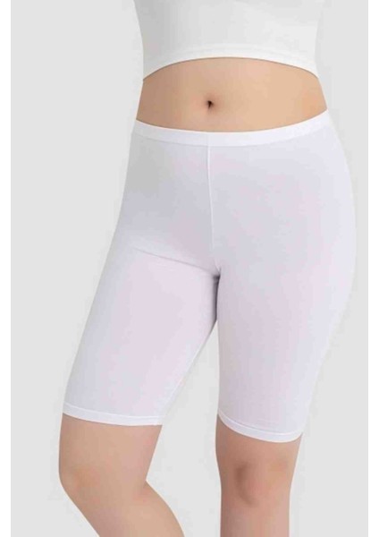 Rahat Kalıp Ağlı Beyaz Kısa Tayt