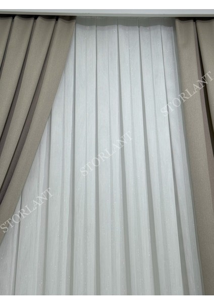 Parıltılı Bambu Gümüş Tül Perde | Ağır Gramajlı, 1/3 Sık Pileli, Ütü Gerektirmez