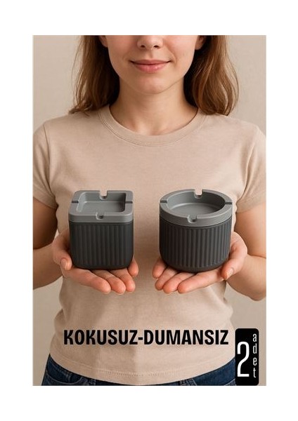 Kokusuz Dumansız Küllük -2 Li Küllük Seti Kafe Küllüğü Restoran Küllüğü Masaüstü Küllük