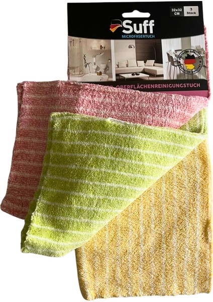 Müge Mikrofiber Yüzey Temizlik Bezi 3'lü Set, 32 x 32 cm fırsatları