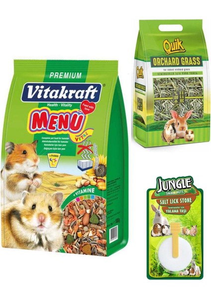 Kemirgen Avantajlı 3' Lü Paket (Vitakraft Yem,quik Yonca,jungle Yalama Taşı)